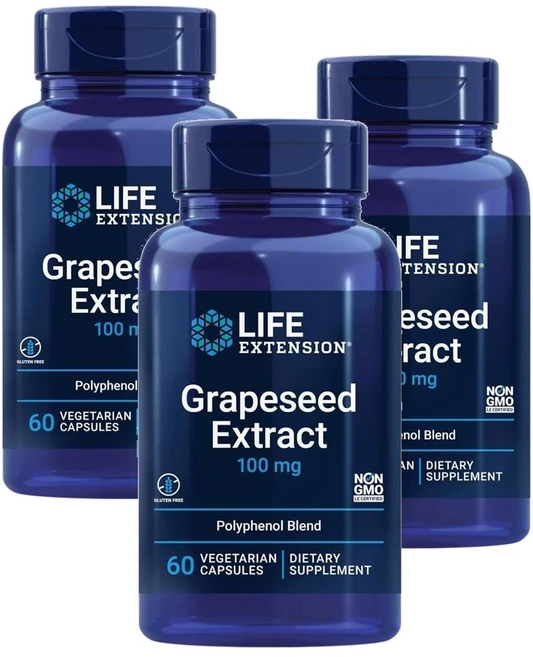 라이프 익스텐션 포도씨 추출물 100mg 폴리페놀 블렌드 캡슐 Life Extension Grapeseed Extract, 3개, 60정 - 쿠팡