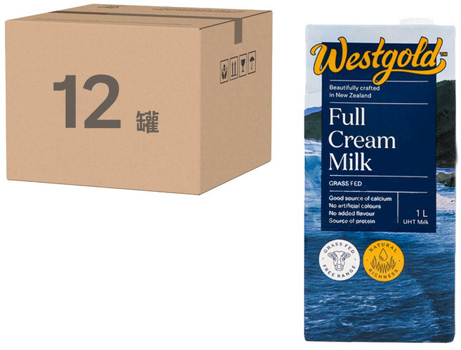 Westgold 威斯蘭 全脂保久乳, 1L, 12瓶