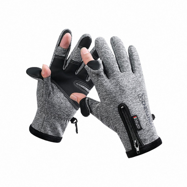 CHEVANCH 機車手套，彈性翻指觸控防風防水, 灰色-L