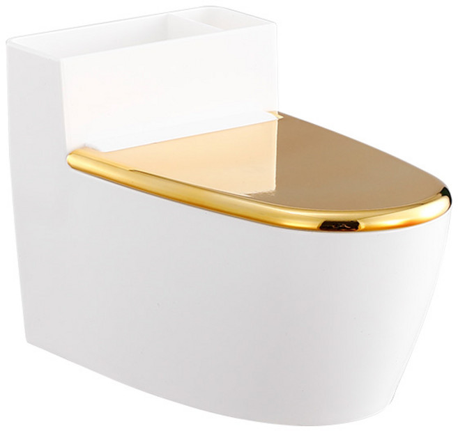 JINGHENG 화장실 벽걸이 재떨이 냄새방지 차단 변기모양 담배 재떨이 무타공 부착형 스테인레스, Gold---금색, 1세트