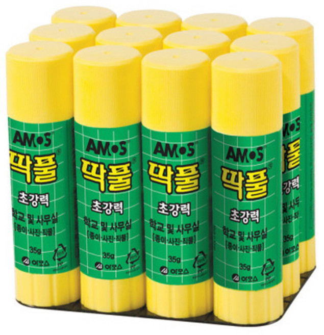 아모스 딱붙는 딱풀 1세트, 12개, 35g