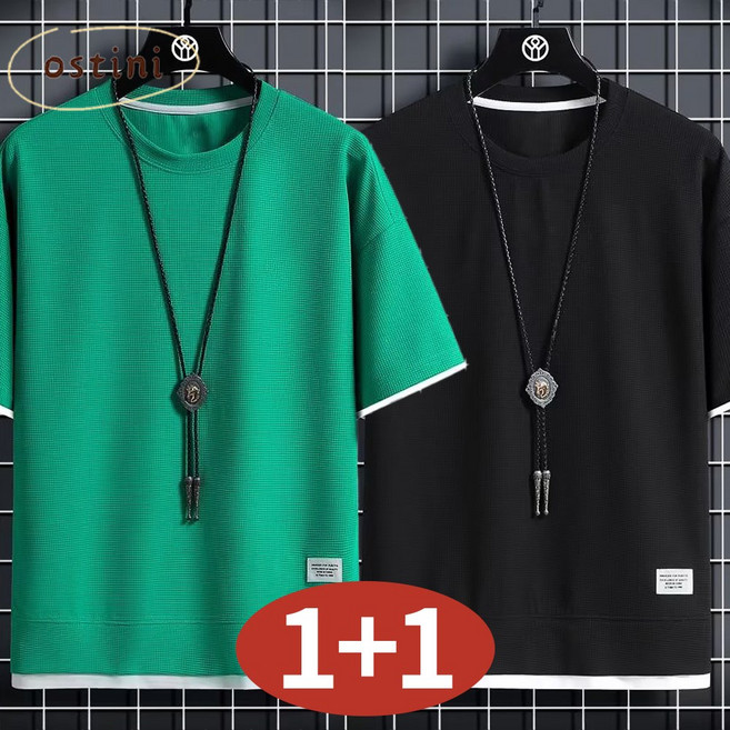 오스틱니 [1+1] 초특가 여름 남성 루즈핏 빅사이즈 트레이닝 반팔 티셔츠