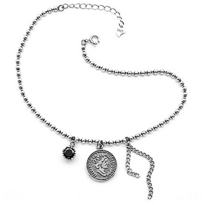 에르모사제이 A009 실버 925 데일리 유화 레이어드 은볼 엔틱 체인 여자 은 발찌