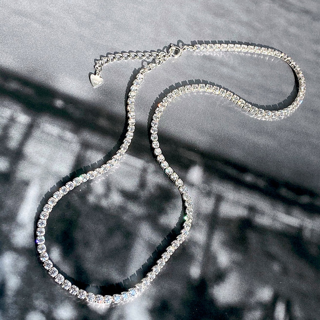 스튜디오레브 925실버 슬림 1.5MM 2.5MM 큐빅 얇은 테니스 목걸이 팔찌