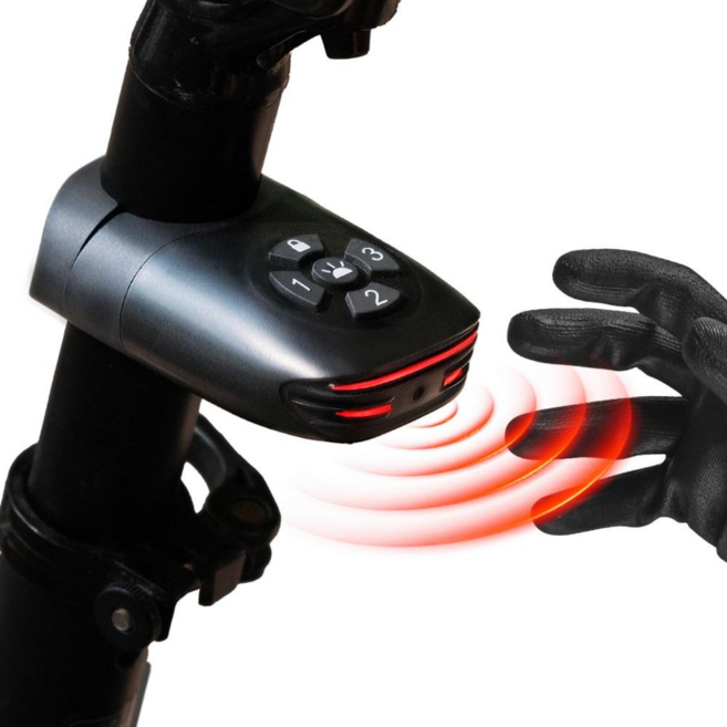 벨로가드 자전거 도난방지 경보기 충전식 후미등 잠금장치, 1세트, 블랙