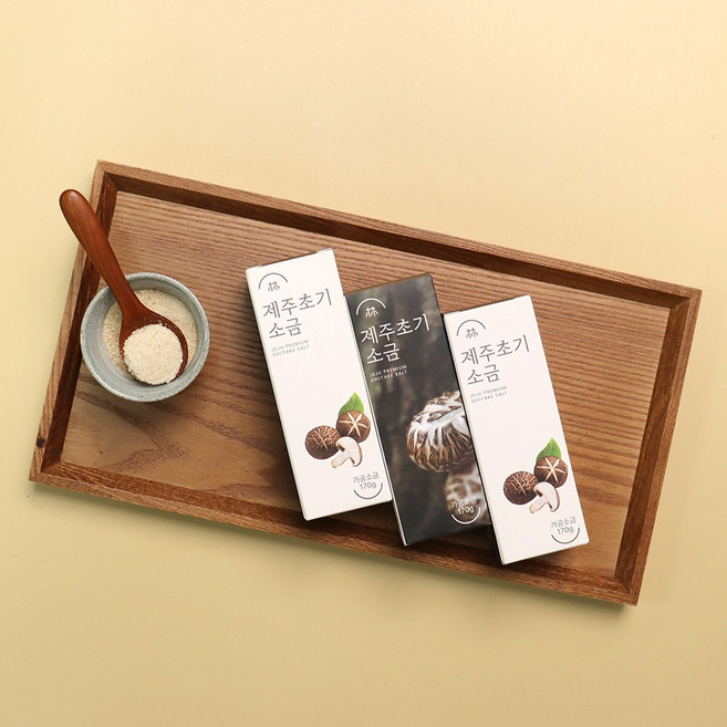 [3개묶음] 프리미엄 제주초기소금 510g 신안천일염 표고버섯소금 제주도기념품 한가위, 3개, 170g