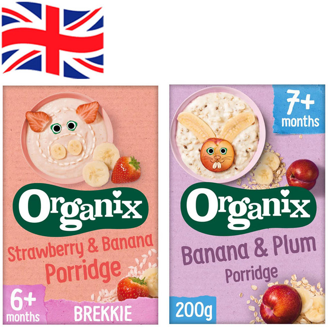 120g 2개 오가닉스 포리지 세트 스트로베리앤바나나 1개 바나나앤플럼 1개 Organix