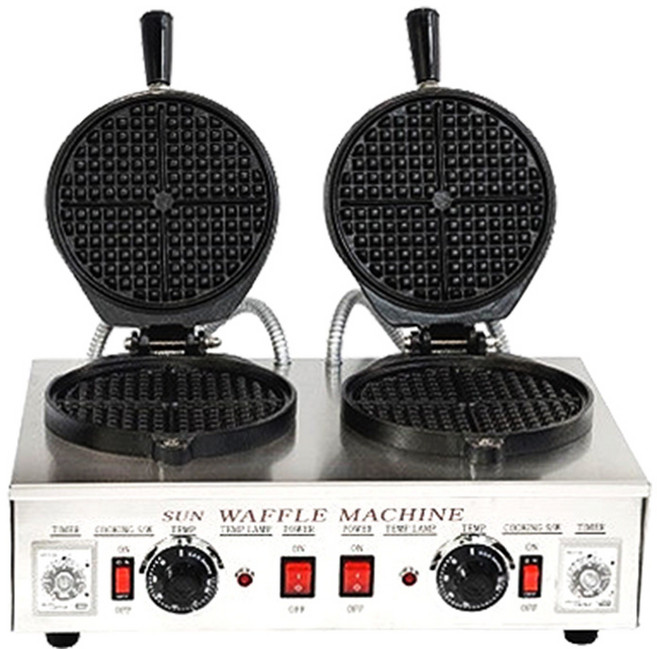 대원테크 아메리칸 2구 와플기계 원형 와플 신제품 업소용 와플기기