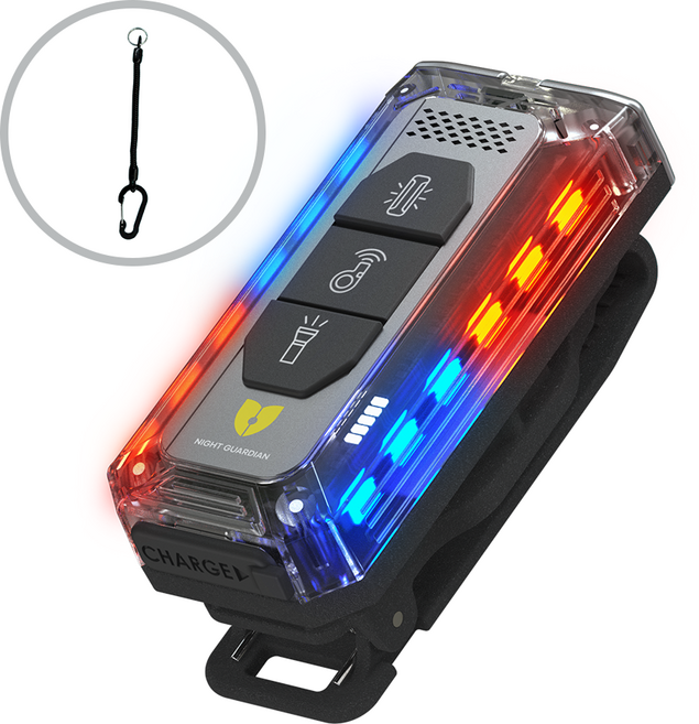 나이트가디언W02U 마그네틱 자전거후미등 바이크 LED 랜턴 전자호루라기 휘슬 호신용 자체제작, 적색_청색/U자형 클립, 1개, 적색_청색