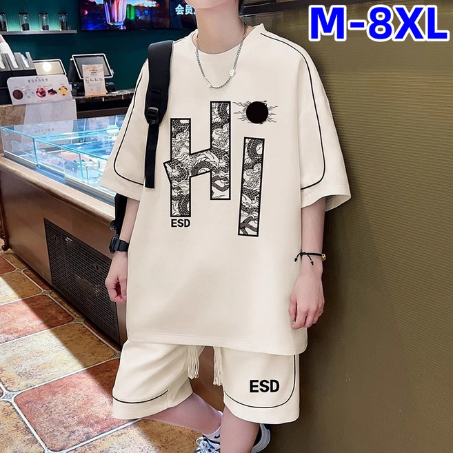 Sevenmoon 남자 오버핏 반팔티 반바지세트 헬스 운동복 트레이닝복 축구복 상하세트 빅사이즈