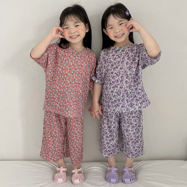 꽃7부플리츠 아동복 아기바지 아동상하여름세트