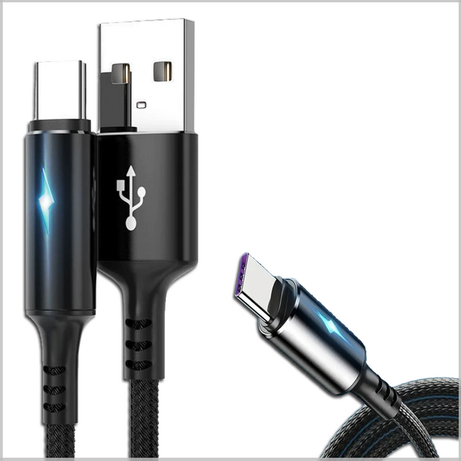 USB to C Type 고속충전케이블 C타입 고속충전 케이블 5A, 1개, 블랙, 1.2m