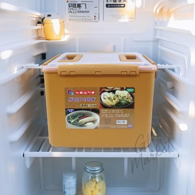 황토 누름판김치통 밀폐 누름판 김치보관통 20L, 황토 진공 누름탱크 20L, 1개
