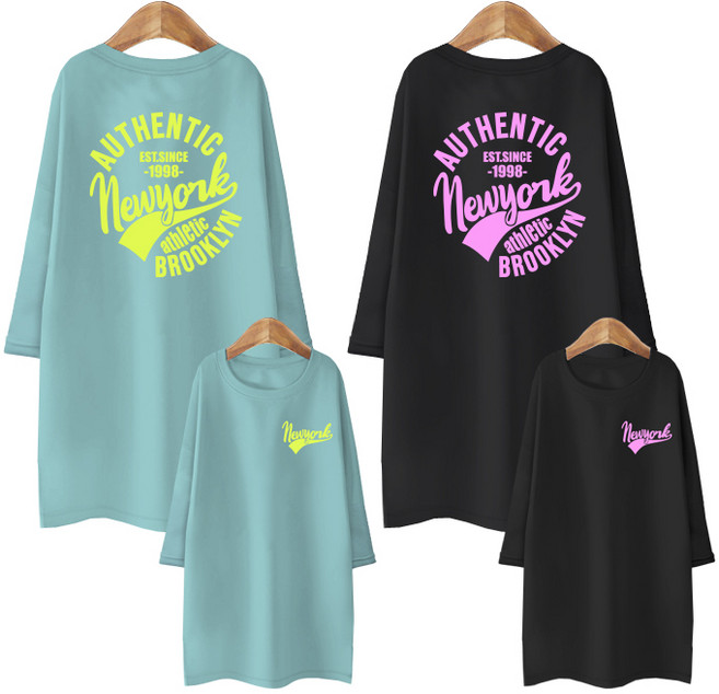 ATH4521 칠부소매롱티 44~77까지 루즈핏 특양면 엉덩이길이 7부 빅사이즈_Mint Black