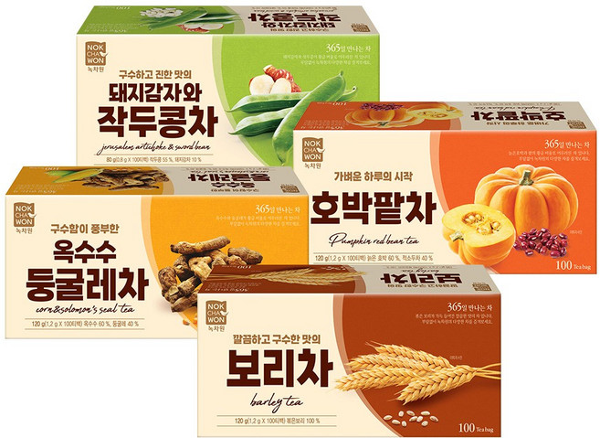 녹차원 2025년 사무실 400T세트 (보리차+호박팥차+옥수수둥굴레차+돼지감자와작두콩차), 단품, 단품