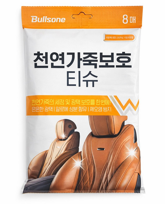 불스원 천연가죽 보호티슈8매(6145) 세정티슈 광택, 5g, 1세트