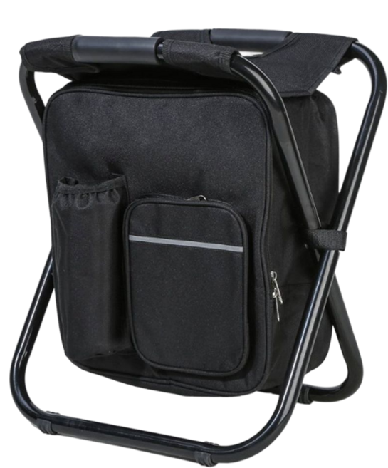 접이식 휴대용 초경량 배낭 캠핑 쿨러백 백팩 좌식 낚시 등산 의자, 블랙