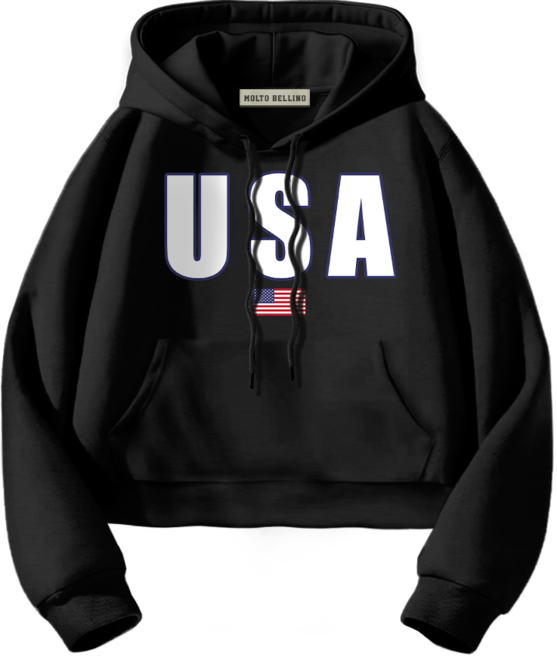 몰토벨리노 몰토벨리노 SF USA 세미오버핏 크롭 후드티