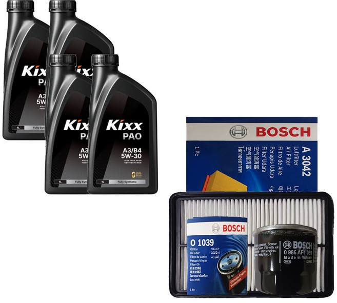 QM6 2.0 가솔린 킥스 PAO A3 B4 5W30 4L 엔진오일 필터 세트 1039-3042, 1개