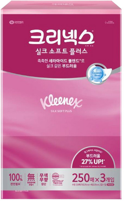 크리넥스 티슈 실크소프트 250매 3입