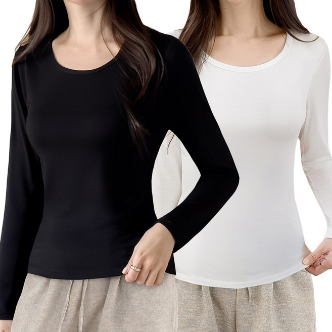 지나홈 고탄력 편한 여성 내복 상의 2종 세트