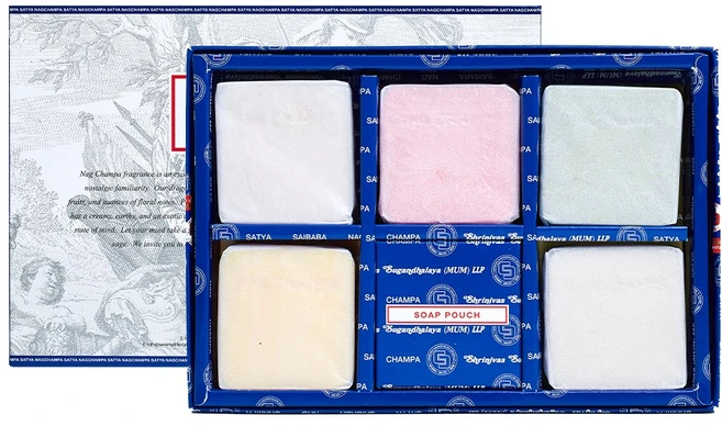 나그참파 인센스향 퍼퓸 비누 50g 5종 세트 + 거품망, 5개입 - 쿠팡