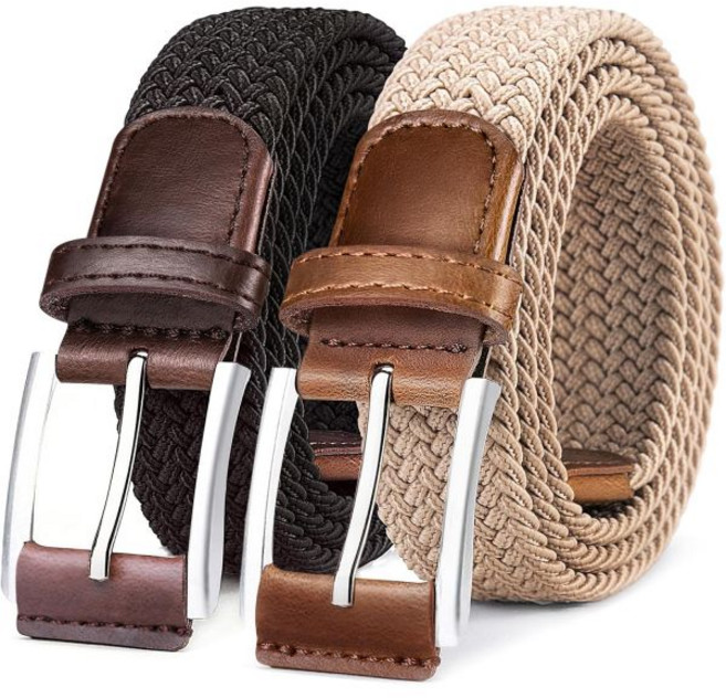 BULLIANT Belt for Men 2Pack Mens Gift Stretch Braided Web Elastic Casual Golf Jeans 1 3/8인치