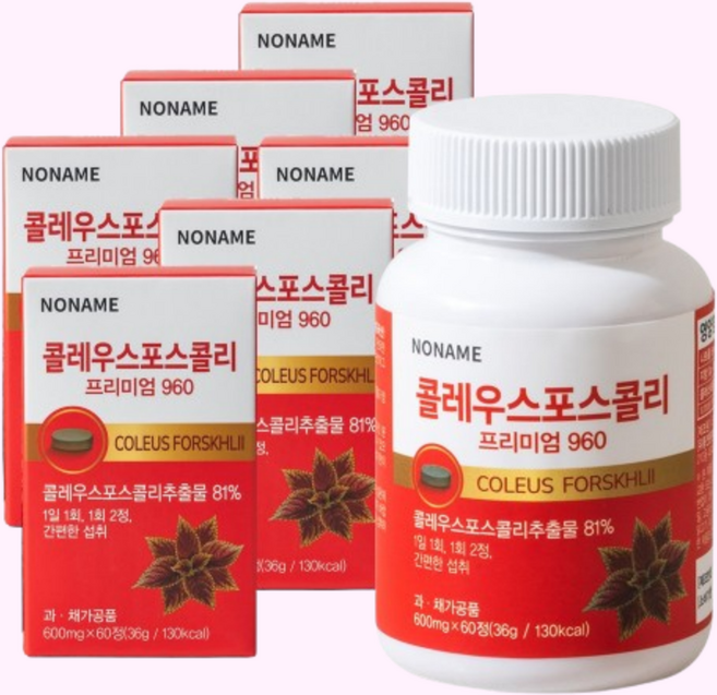 NM 콜레우스포스콜리 프리미엄960 (600mg) 간편섭취 탄수화물컷 빨간다이어트, 6개, 60정