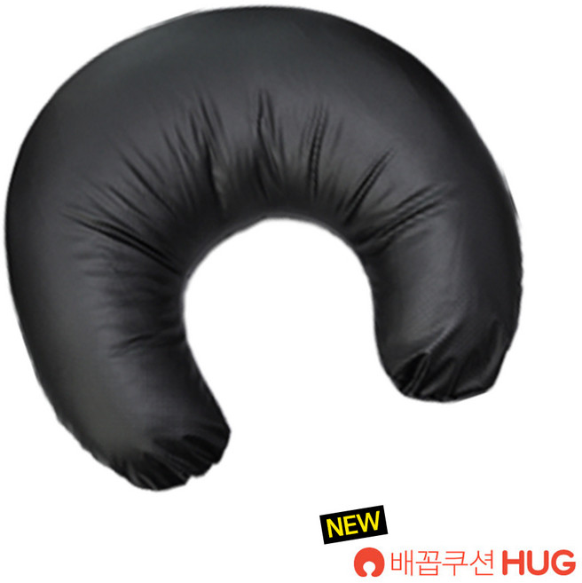 지앤그린 미용실 독서 허그 배꼽쿠션, 블랙