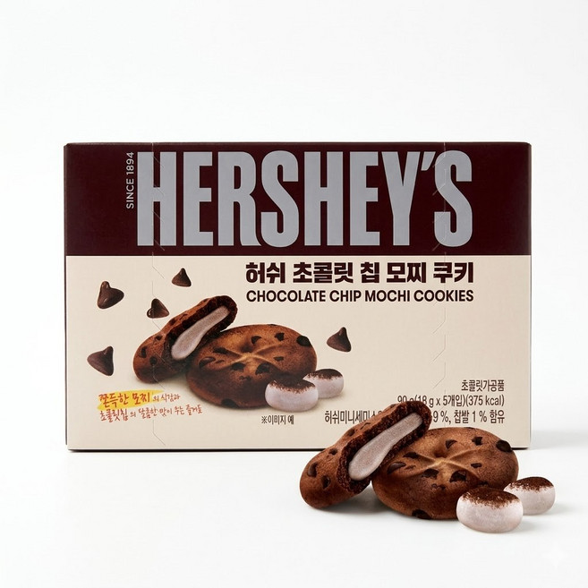 허쉬 초콜릿 칩 모찌 쿠키 5p, 90g, 4개