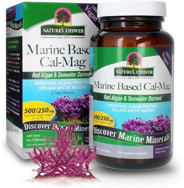 네이쳐스앤서 마린 베이스드 칼슘 500mg 마그네슘 250mg 베지테리안 캡슐 글루텐 프리 비건, 120개입, 1개, 120정 - 쿠팡