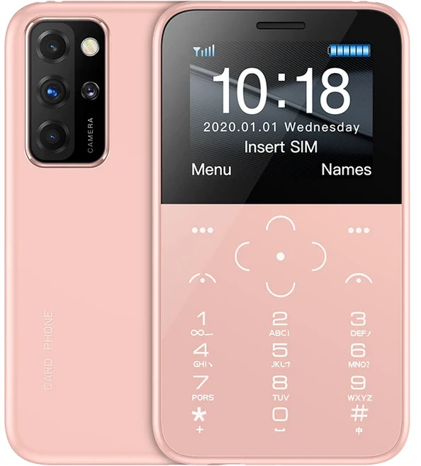 SOYES S10P 미니 카드 초박형 2G GSM 800mAh 소형 휴대용 학생 백업 키보드 휴대폰, 01 Standard, 01 분홍색