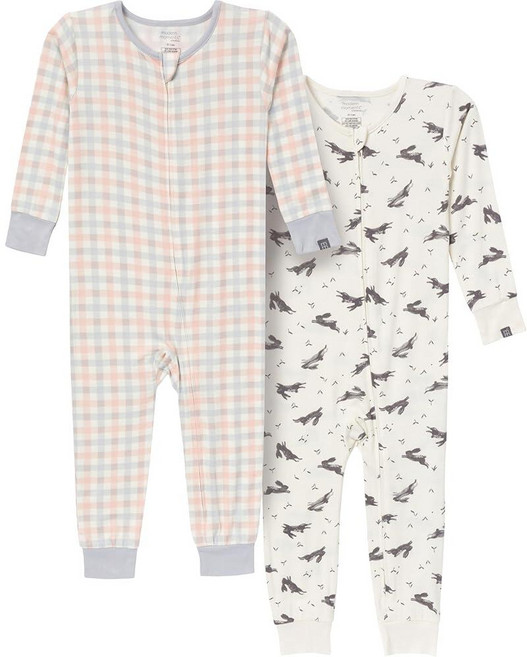 Modern Moments by Gerber 유니 베이비 비스코스 홀리데이 2팩 타이트 핏 풋리스 파자마 파란색 우산 12개월 407323