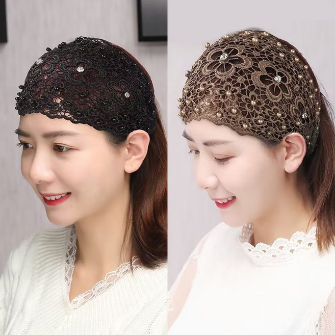 1+1 여성 플라워 와이드 헤어밴드 다용도 주방 두건 넓은머리띠