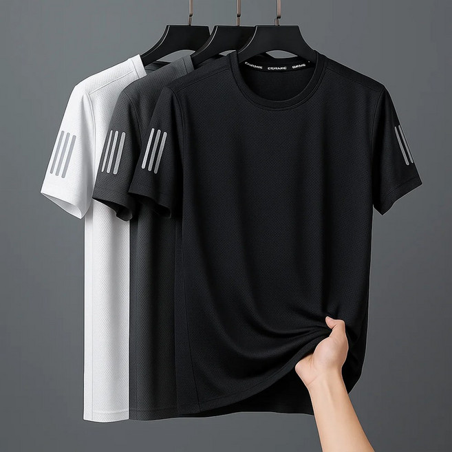 [1+1+1세트] 남자 냉감 반팔티 아이스 쿨 여름 냉장고 매쉬 반팔 티셔츠