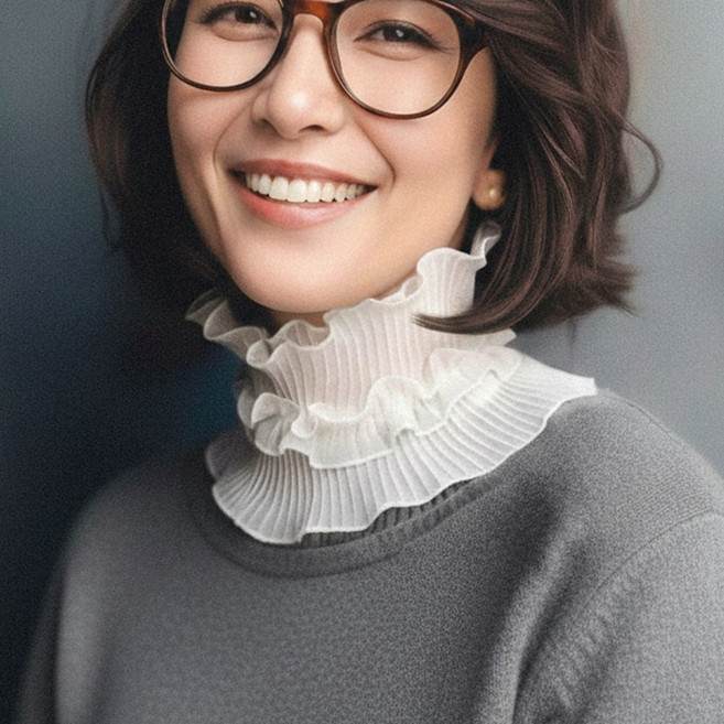 풀바잉 레이스 워머 햇빛 차단 골프 넥워머 레이어드 쉬폰 스카프, 1개, 화이트