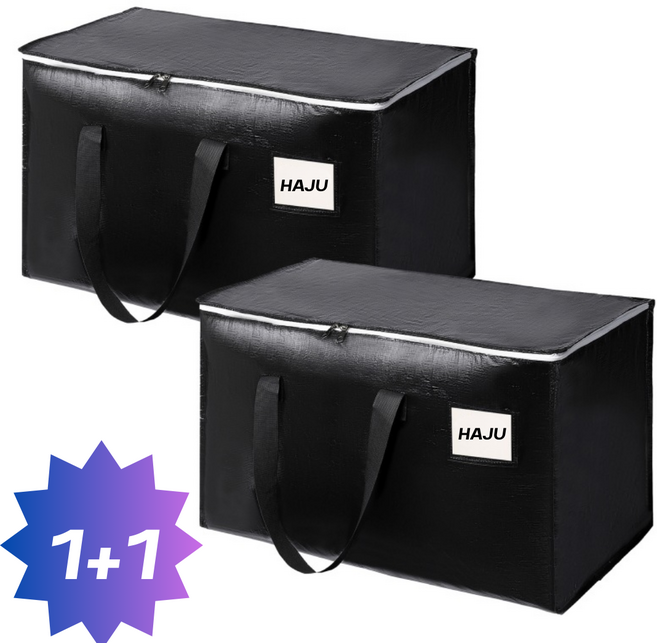 하주 튼튼한 대용량 방수 이사가방 이사박스 이불 의류 수납 정리함, 블랙, 2개