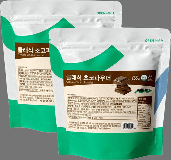 민트라벨 클래식 초코파우더, 2개, 1kg, 1개입