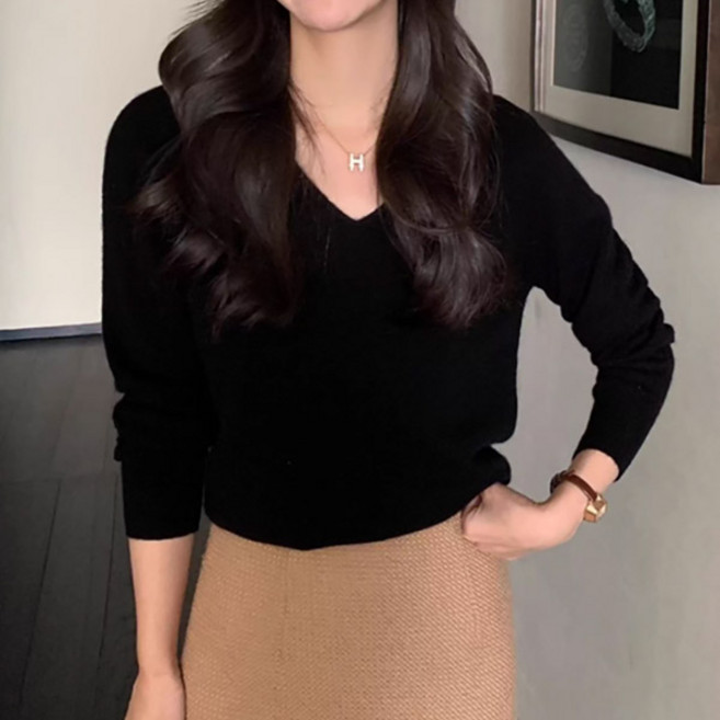 마이쏭 여성 봄니트 기본니트 이너티 로디브이넥니트