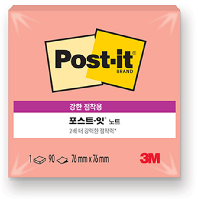 포스트잇 강한점착용 노트 654 베이비핑크, 없음, 없음, 단품, 상세설명 참조