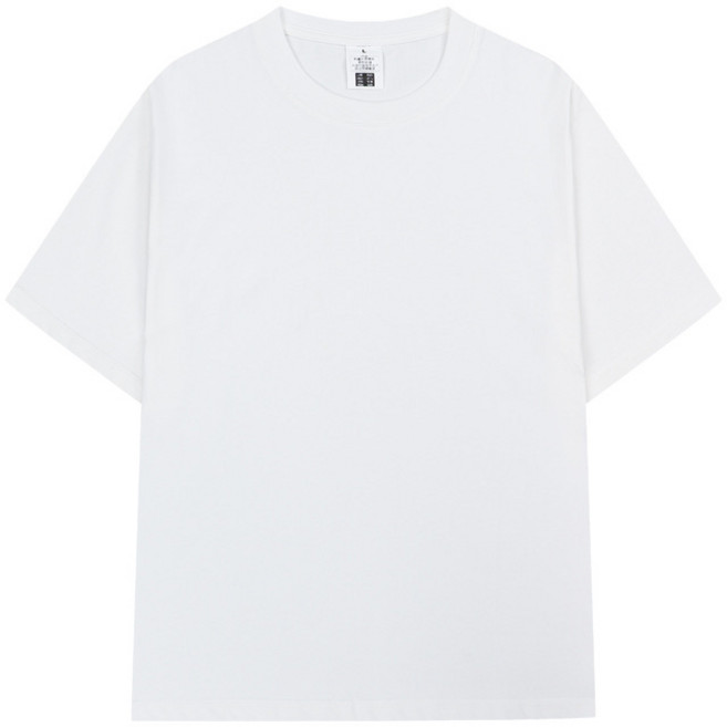 도톰한 비침없는 고밀도 봄가을용 남녀공용 반팔 무지 순면 티셔츠