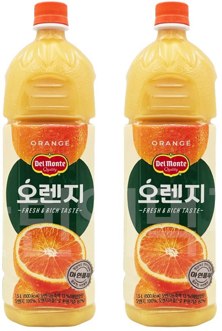 델몬트 오렌지 주스 1.5L 2페트, 2개