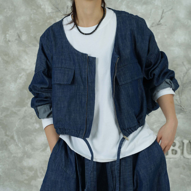벅시루 여성 미니파일럿 빅건빵 포켓 데일리 여자 데일리 크롭 스트링 집업 청자켓
