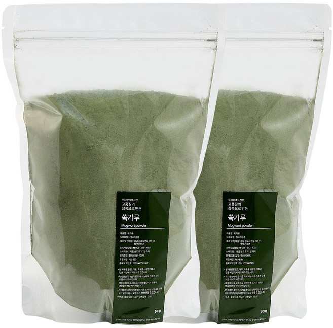 여린 참쑥으로 만든 프리미엄 국산 쑥가루 쑥라떼 쑥차 쑥우유 분말, 500g, 2개