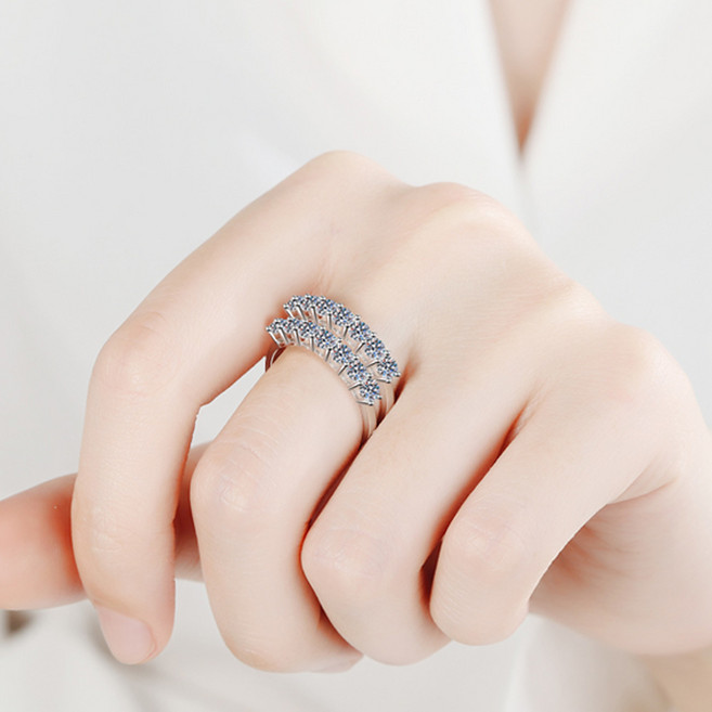 모이사나이트 세련된 레이어드 가드링 보석반지 데일리 고급반지