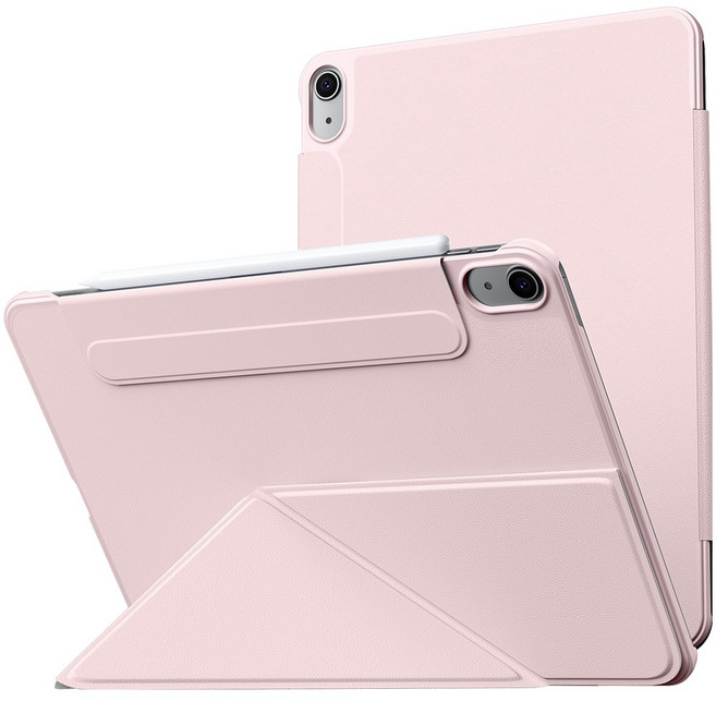 AITEWO 아이패드 케이스 삼각형 거치대 네 가지 각도조절 마그네틱 펜슬수납 미니 에어4/5/6/7 프로7/6/5/4/3/2세대 10.9/11/12.9/13인친 M2 M3 M4, 핑크, 1개