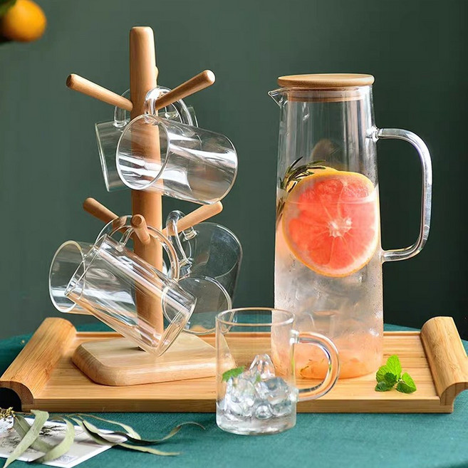 원목뚜껑 내열유리 손잡이 물병 - 워터 저그 1000ml / 1200ml, 대 1200 ml, 1개