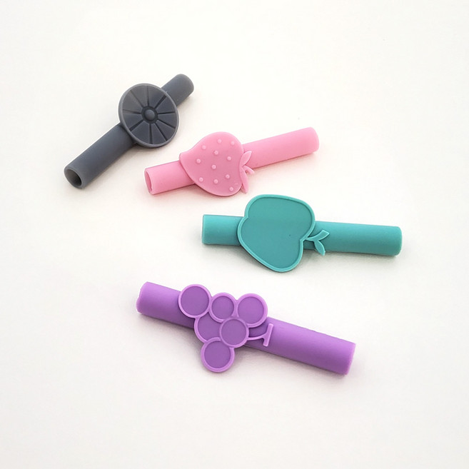 아가프라 실리콘빨대탑4p 흘림방지 +컷팅 열탕, 과일실리콘빨대탑1p(그레이), 1개