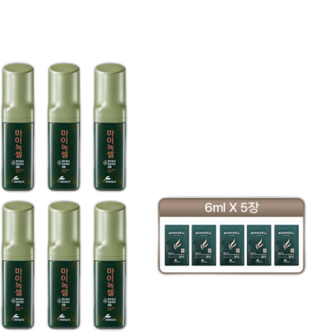 현대약 품 마이녹셀 스칼프 인텐시브 탈 모앰플 +여행용 샴푸 파우치, 6개, 60ml