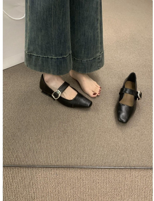 瑪莉珍鞋 娃娃鞋 法式氣質女鞋, 黑色,35